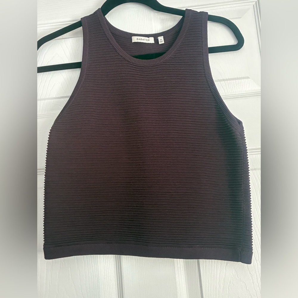 Babaton Dark Purple Ribbed Tank Top XS